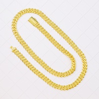 Cadena Cubana de Plata de Ley 925 de 15 mm de Ancho, Chapada en Oro Amarillo Real de 14K y 18K, con Grabado Gratuito
