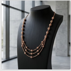 925 Silver Rose gold necklace elegant women jewelry double layer beaded chain bridal wedding party fashion <b>gift</b> girls accessory - Product Image 2