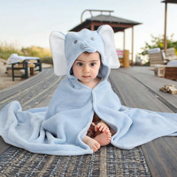 Customizable Kids Bath Towels Quick-Dry Coral Fleece Square Hooded Cloak Robe Set Machine Wash Animal Print Cute Bathroom Use