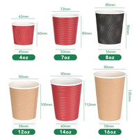 Gobelets en carton ondulé à paroi ondulée certifiés BRC ISO, 8oz, 12oz, 16oz, qualité alimentaire, jetables, biodégradables, écologiques, pour café chaud