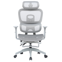 Chaise ergonomique multifonction à dossier en maille, repose-pieds extensible, accoudoirs rembourrés 3 directions, pour bureau, étude, jeux et repos