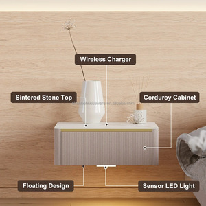 <span class=keywords><strong>Comodino</strong></span> minimalista a parete con caricatore Wireless per camera da letto salvaspazio per mobili per la casa - Product Image 3