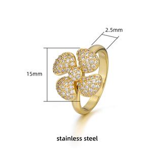 Anillos de Moda al por Mayor para Mujer, Latón, Cobre, Chapado en Oro de 18K, Circonita Cúbica Creada en Laboratorio, Gema de Estrella, Joyería Moderna para Uso Diario - Product Image 6