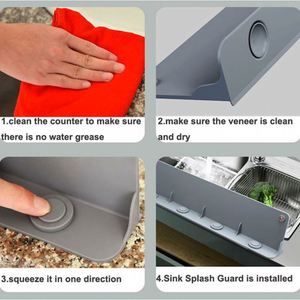 Placa Protectora Contra Salpicaduras de Agua para Fregadero de Cocina, con Fuerte Succión, Placa de Silicona Impermeable, Protector Contra Salpicaduras de Agua - Product Image 5