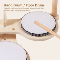 Montessori Wooden Early Education Hand Drum Multi-functional Kids Three Layer Wooden Drum Set Toy Musical Instrument for Child