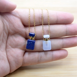 Trendy Natural Crystal Quartz Perfume Vials Mini Dropper Bottle Pendant Necklace Gold Plated <strong>Stainless</strong> <strong>Steel</strong> <strong>Jewellery</strong> for Gift - Product Image 4