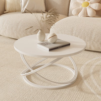 Table basse moderne simple et luxueuse pour salon, mobilier de maison haut de gamme, plateau rond en pierre, structure métallique légère, facile à nettoyer