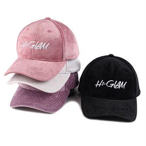 Casquette de baseball en velours de haute qualité avec logo brodé personnalisé, doublure en satin, casquette de sport - Product Image 3
