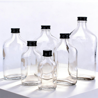 Bouteilles en verre transparent avec bouchons à vis noirs, bouteilles à liqueur vides réutilisables pour whisky, vodka, vin, boissons maison