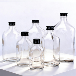 Bouteilles en verre transparent avec bouchons à vis noirs, bouteilles à liqueur vides réutilisables pour whisky, <span class=keywords><strong>vodka</strong></span>, vin, boissons maison - Product Image 3