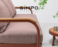 SIMPOLIFESTYLE Mobilier d'extérieur écologique haut de gamme COCO Lounger pour jardin, terrasse, hôtel, complexe, en aluminium, teck et tissu, pour salon