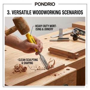<span class=keywords><strong>Ciseau</strong></span> à bois robuste avec lame en acier 65Mn, outil de travail du bois avec poignée ABS résistante aux chocs pour la menuiserie, la charpenterie et les projets de bricolage - Product Image 3