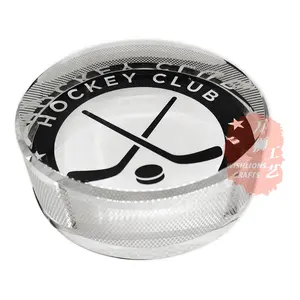 2022 Hotsale Custom Made Crystal Glass Hockey Pucks Paperweight Ice Hockey Puck Glass Office Supplies With Gift BoxCPW-02A