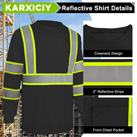 Kemeja Keselamatan Lengan Panjang Visibilitas Tinggi ZUJA dengan Pita Reflektif, Kain Birdseye 100% Polyester, Ukuran S-5XL, Unisex