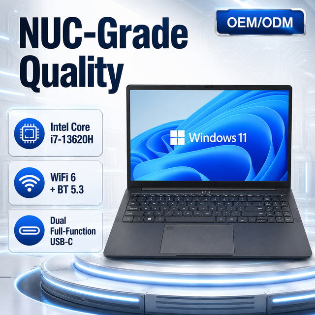 NUC I7 13th Gen 15.6 Inch 16GB 32GB RAM 512GB 1TB SSD OEM ODM Wholesale Customized Factory Price Business Computer Laptop