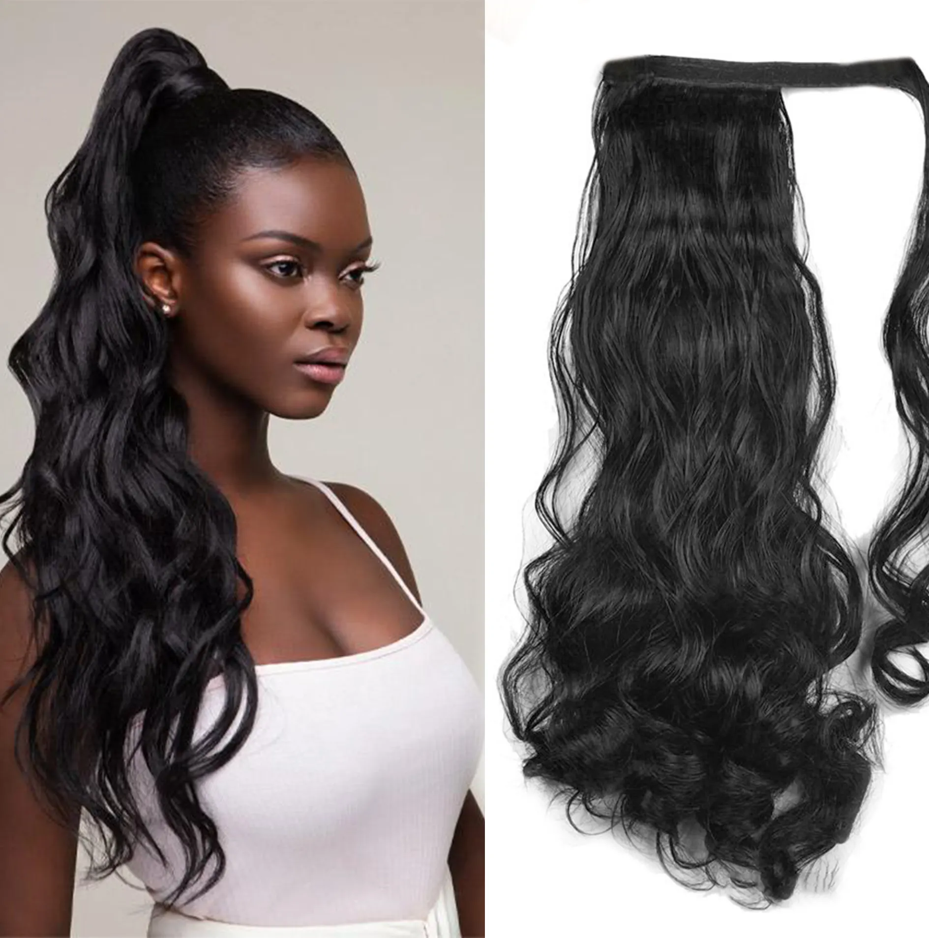 Extension de queue de cheval 100% naturelle Body Wave, cheveux vierges brésiliens, vente en gros d'usine