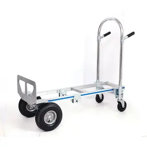 Carro de mano plegable de aluminio para almacenamiento, carro de mano 2 en 1 con 4 ruedas y plataforma para equipaje, FHT250A