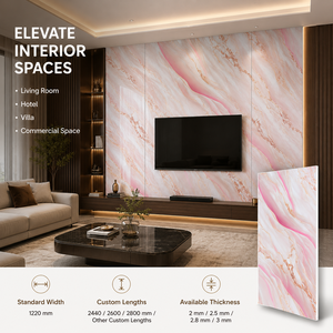 Pannello Decorativo in PVC MORLENX Rosa Bianco Oro Rosa Onice UV Effetto Marmo Lucido per Decorazioni d'Interni di Lusso - Product Image 4