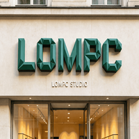 Lettres murales 3D en aluminium à faible polyvalence géométrique, personnalisées et facettées, enseigne métallique non éclairée pour boutique, logo mural intérieur pour marque