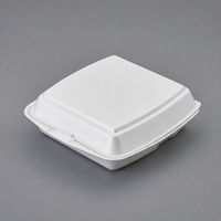 Boîte à lunch jetable en mousse HD-83 de 8,3 pouces à 3 compartiments pour hamburgers, boîte d'emballage pour aliments, plateau à viande biodégradable en mousse pour hamburgers