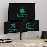 Support de moniteur à trois écrans de 32 pouces, 90 degrés, support de montage sur bureau, pince de fixation, support de moniteur de table, nouveau, noir