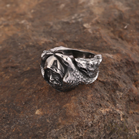 Bague pour homme en acier inoxydable, bijoux du patrimoine nordique, bague viking du dieu nordique Odin, vente en gros de bijoux