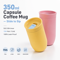 Mug à café en acier inoxydable isolé sous vide de 350 ml avec bouchon coulissant anti-fuite, tasse de voyage avec performance thermique de 12 à 24 heures