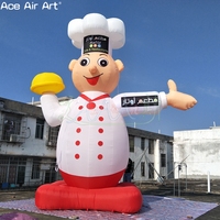 Ballon gonflable de chef de modèle de dessin animé de cuisinier de mascotte d'éclairage promotionnel pour la publicité de restaurant et d'hôtel