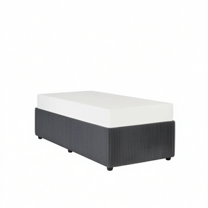 Letto imbottito in velluto grigio scuro, misura singola, in legno ingegnerizzato, design moderno, letto morbido - Product Image 1