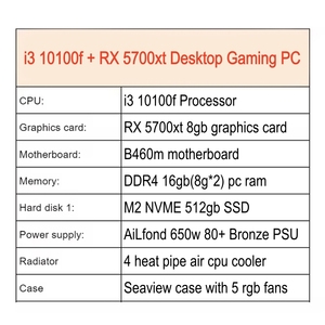 PC de jeu remis à neuf <span class=keywords><strong>i3</strong></span> 10100f avec carte graphique RX 5700XT, RAM 16 Go, SSD 512 Go, ordinateur de bureau pour jeux et bureautique - Product Image 6