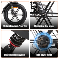 Vélo de montagne électrique pour adultes avec moteur arrière de 250 W, pneus larges, fourche avant à double amortisseur, moto électrique