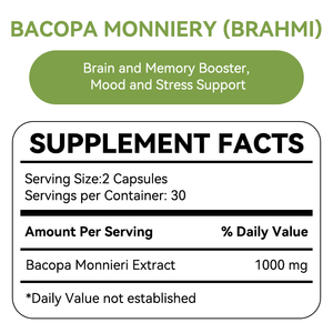 อาหารเสริม <span class=keywords><strong>Bacopa</strong></span> <span class=keywords><strong>monnieri</strong></span> ผสม1000มก. อาหารเสริมสุขภาพจากธรรมชาติทั้งหมดรองรับการโฟกัสสมอง - Product Image 4