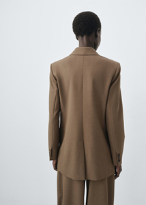 Costumes et blazers pour femmes - Veste structurée à double boutonnage avec revers en pointe, épaulettes, tissu extensible, couleur unie - Product Image 2