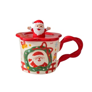 Ensemble de tasses en céramique gaufrées créatives Père Noël et Bonhomme de neige, résistantes aux hautes températures et compatibles micro-ondes, pour le commerce international, élégantes - Product Image 5