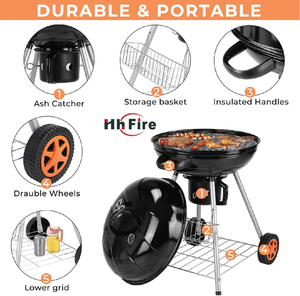 Portable émaillé extérieur sur taille grill rôti de charbon de bois multiple rond BBQ gril à charbon de bois four à charbon - Product Image 5