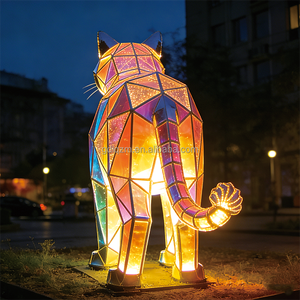 Lampada Scultura LED da Esterno Geometrica a Forma di <span class=keywords><strong>Pantera</strong></span> (Acciaio Inossidabile + Acrilico Satinato) Impermeabile IP65 2700-6500K con Telecomando - Product Image 3