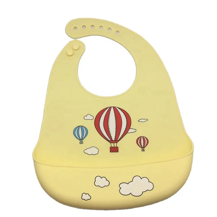OKSILICON bebas BPA silikon lembut celemek bayi nyaman dapat disesuaikan snap oto mudah dibersihkan Logo disesuaikan silikon Bib