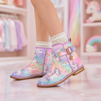 Bottes à lacets pour enfants personnalisées OEM ODM, couleur bonbon, imprimées, chaussures plates, chaussures de mode pour filles, vente en gros d'usine