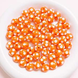 Cuentas redondas de resina de colores de lunares divertidos de 12mm para materiales hechos a mano DIY accesorios de cadena de teléfono móvil - Product Image 5