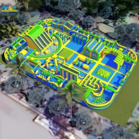Parc d'attractions gonflable coloré et amusant de 30x20m - Parc d'attractions gonflable pour enfants, combo de jeux partagés économique