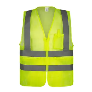 Economy yellow safety vest Korean popular High visibility workwear security men hi viz Reflective Clothing mesh safety vest