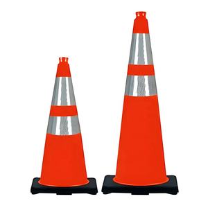 Cônes de signalisation routière personnalisés 700 mm 750 mm 1000 mm Autoroutes Signalisation Flexible Base en caoutchouc PE PVC Cône de sécurité routière réfléchissant - Product Image 2