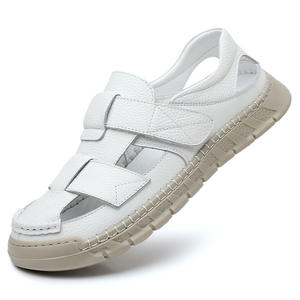 Sandales d'été en cuir véritable pour hommes, à bout ouvert, avec empeigne en maille, légères, soutien de la voûte plantaire, décontractées, à semelle souple et respirantes, faciles à enfiler - Product Image 5