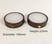 Base lumineuse LED rechargeable noire en bois, support rond pour pierres aromatiques, cristaux, verre, art DIY, veilleuse décorative