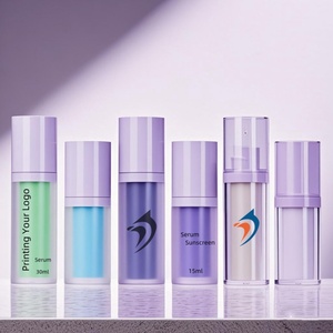 30ml 15ml Matte Frosted Purple Refillable Serum Plastic Cosmetic Lotion <b>Pump</b> <b>Bottle</b> Refillable Airless <b>Bottle</b> - Product Image 2