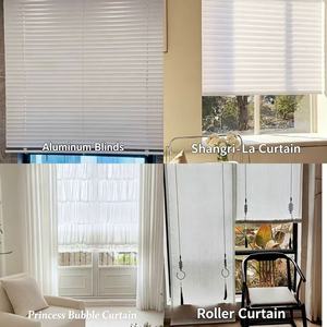 Tende Moderne a Pieghe Ondulate in Bambù/Poliestere Trasparente Bianche con Binario Nascosto a S, Su Misura, Lunghezza a Terra, per Soggiorno, Ignifughe - Product Image 5