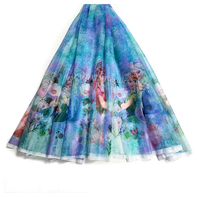YaQiXin Textile Design Company Romantic Fairy Tale Aisha Princess Tulle Mesh Fabric Digital Print Fabric for Children Dress