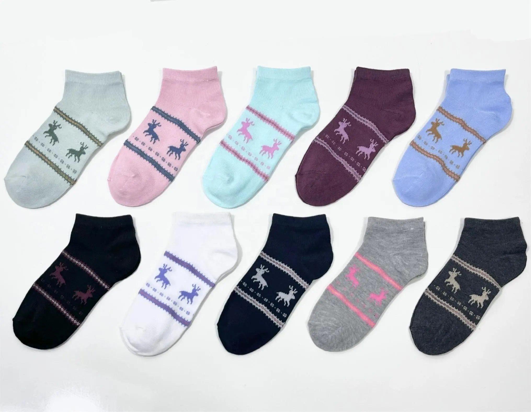 Anti-bakteriyel toptan özel logo Fawn desen moda pamuk spor kısa ayak bileği çorap çocuklar bayanlar ve kadın çorap için