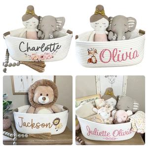 Canasta de Regalo para Bebé Niña, Diseño Nuevo y Popular, Canasta de Regalo <span class=keywords><strong>Personalizada</strong></span> <span class=keywords><strong>con</strong></span> <span class=keywords><strong>Nombre</strong></span> para Baby Shower, Ideal para Recién Nacidos - Product Image 1