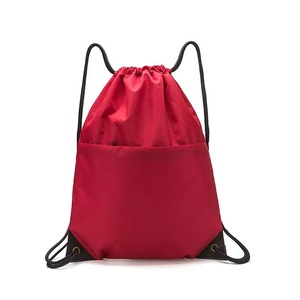 Custom Logo Waterproof 420D Oxford Drawstring <b>Backpack</b> for Sport Gym, Cinch Bag with Zipper Pocket and Leather Corners, OEM - Product Image 5